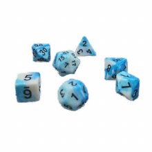 Blue and White Poly Dice Set