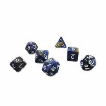 Blue and Gold Poly Dice Set