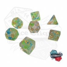 Translucent Sparkle Yellow-Green Swirl Poly Dice Set