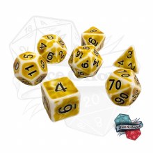 Ancient White-Yellow Poly Dice Set