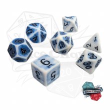 Ancient White-Blue Poly Dice Set