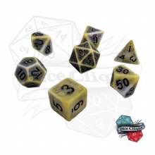 Ancient White-Lime-Grey Swirl Poly Dice Set
