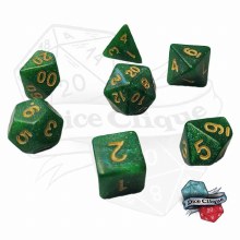 Green Glitter Poly Dice Set