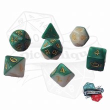 White-Green Layered Poly Dice Set