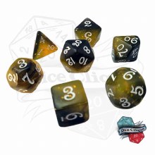 Black-Yellow Glitter Layered Poly Dice Set