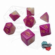 Pink-White Layered Poly Dice Set