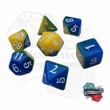 Blue-Yellow Layered Poly Dice Set