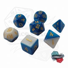 Blue-White Layered Poly Dice Set