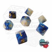 Blue-Pearl Swirl Poly Dice Set