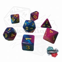 Blue-Purple Swirl Poly Dice Set