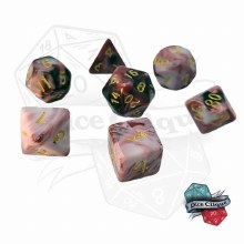 Cherry-White Swirl Poly Dice Set