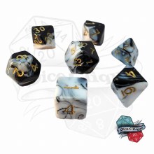 Black-White Swirl Poly Dice Set