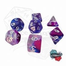 Purple-Blue Swirl Translucent Poly Dice Set