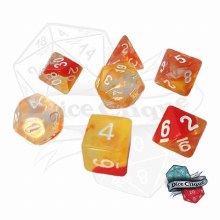 Orange-Yellow Swirl Translucent Poly Dice Set