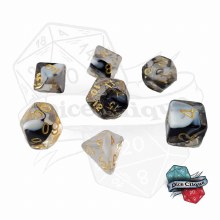 Black-White Swirl Translucent Poly Dice Set