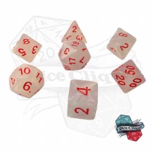Clear Red-Pink Glitter Poly Dice Set
