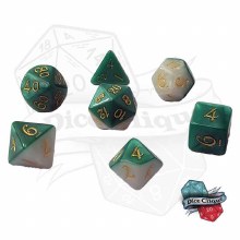 White-Green Layer Poly Dice Set