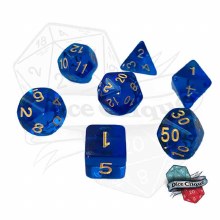 Blue Transparent Poly Dice Set