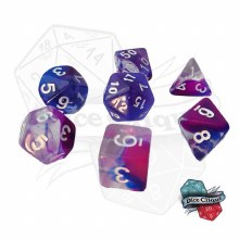 Purple-Blue Swirl Transparent Poly Dice Set