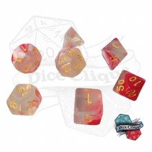 Red-White Swirl Transparent Poly Dice Set