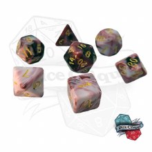 Brown-White Swirl Poly Dice Set