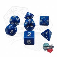 Marbled Blue Poly Dice Set