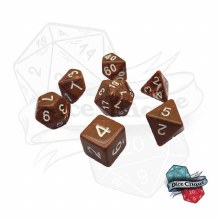 Marbled Brown Poly Dice Set