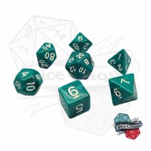 Marbled Dark Green Poly Dice Set