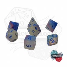 Purple-Blue-White Swirl with Chameleon Glitter Poly Dice Set