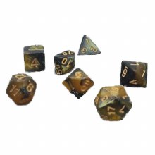 Gold and Black Poly Dice Set