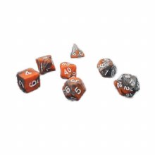 Orange and Silver Poly Dice Set