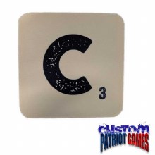 Scrabble Initial 4" Square Coaster - C