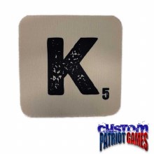 Scrabble Initial 4" Square Coaster - K