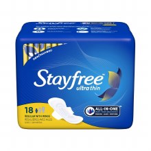 Stayfree Ultrathin Reg Ww 18pk