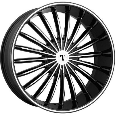 24X9.5 6-132 / 6-139.7 +30 78.1 BLACK W/MACH FACE **ONLY SOLD IN SETS OF 4**