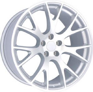 22X9.5 5-115 +15 74.1 SILVER W/MACH FACE