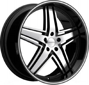 20X10 5-114.3 +45 74.1 BLACK WITH MACH FACE / PINSTRIPE