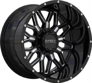 20X10 5-127 / 5-139.7 NEG18 87.1 BLACK WITH MILLED ACCENTS / RIVETS