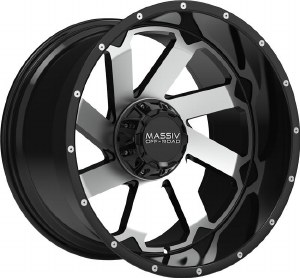 20X10 5-127 / 5-139.7 NEG18 87.1 BLACK WITH MACH FACE / MILLED RIVETS