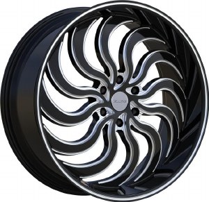 24X9.5 6-135 +30 87.1 BLACK AND MILLED / PINSTRIPE