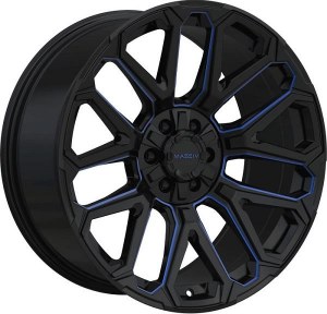 20X9.0 6-135 / 6-139.7 +0 108 BLACK AND BLUE MILLED (FITS 2019+)