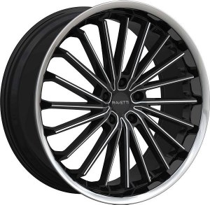 22X9.0 5-115 +15 74.1 BLACK AND MILLED WITH STAINLESS LIP
