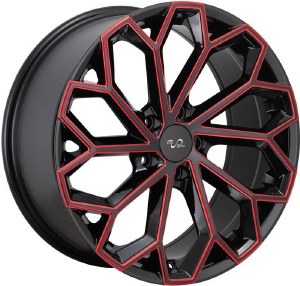 17X7.5 5-114.3 +38 73.1 BLACK AND RED MILLED