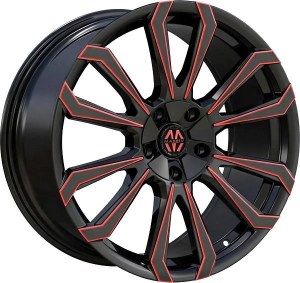 20X8.5 5-114.3 / 5-120 +35 74.1 BLACK AND RED MILLED - TITAN