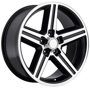 22X9.5 5-120.65 +10 74.1 BLACK W/MACH FACE - IROC REPLICA