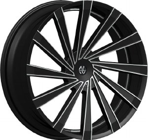24X9.5 5-115 / 5-120 +15 74.1 BLACK W/MACH FACE / UNDERCUT PINSTRIPE - VERTAGIO