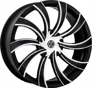 24X9.0 5-114.3 / 5-120 +30 74.1 BLACK W/MACH FACE - SWERVA
