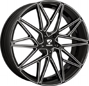 22X8.5 5-115 +15 74.1 BLACK WITH BALL MILLING