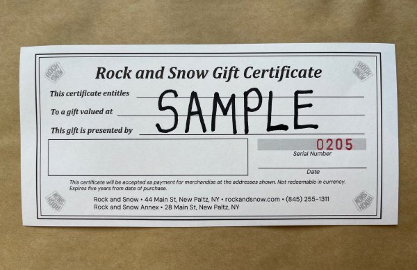 Rock and Snow Gift Certificate