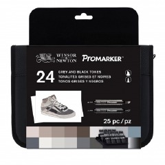 W &amp; N Promarker  24 Set with Wallet Blacks and Greys